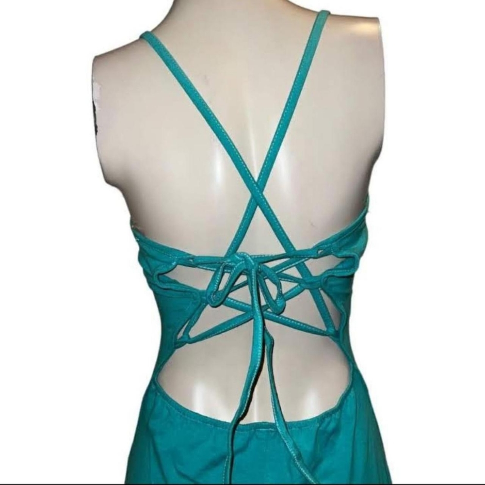 🆕Turquoise Cami Strap Bodycon Romper~Size L - Picture 7 of 9